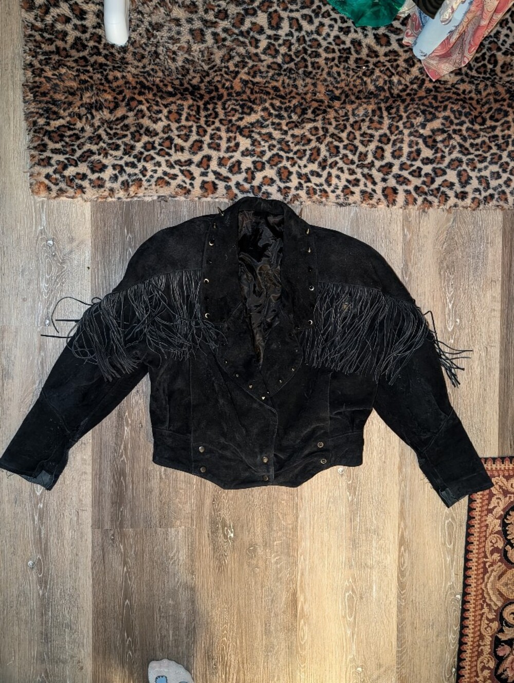 Vintage Black Punk Leather Fringe Jacket